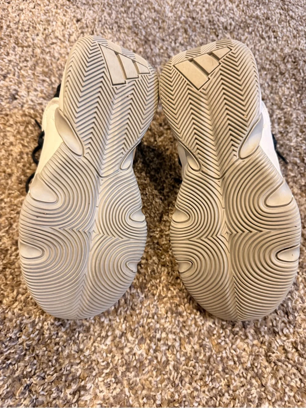 adidas Kids Cream and Black Low-Top basketball shoes